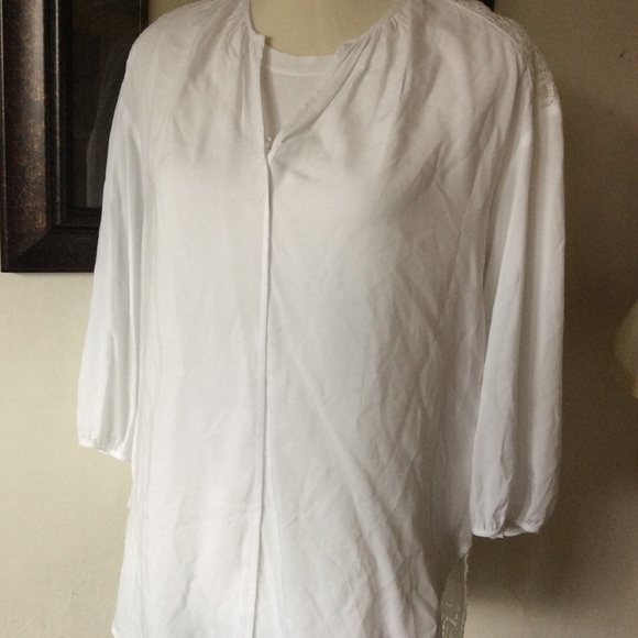 STYLUS Tops - White tunic top Size M 3/4 selves M